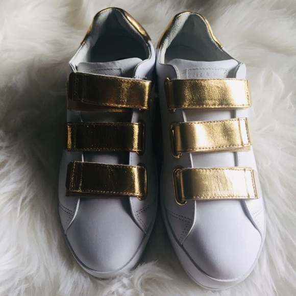 rag & bone Shoes - Rag and Bone leather white/gold sneakers